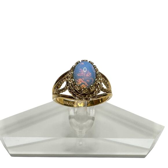 Joseph Esposito Vintage Opal 12 Kt Gold Electroplate Ring Size 6 - Picture 9 of 13